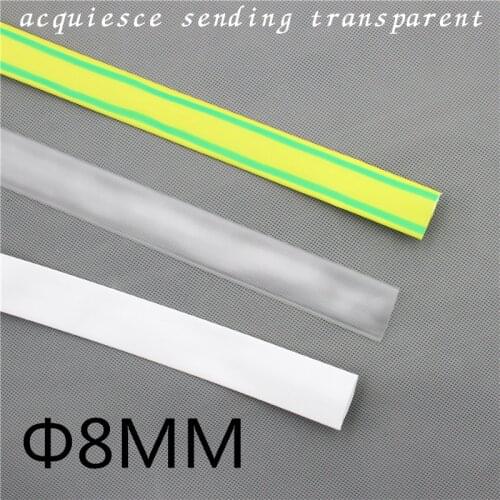 1meter/lot 8MM Inner Diameter yellow and green double color Heat Shrink Tubes Shrinkable Tubing Insulation Sleeving