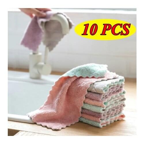 10pcs Super Absorbent Microfiber Kitchen Dish Cloth High-efficiency Tableware Household Cleaning Towel Kitchen Tools Gadgets