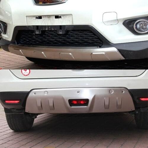 2PCS Stainless Steel Front + Rear bumper cover trim for nissan X-TRAIL T32 2014-16 Car-covers Car styling