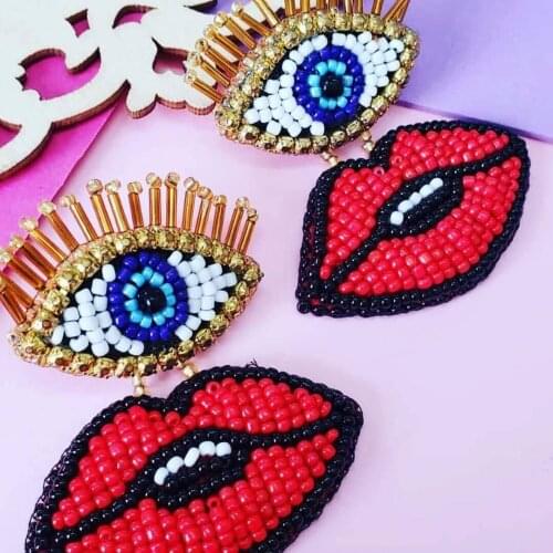 2021Statement Earring For Women Crystal Big Earrings New Wedding Earings Rhinestone Earing Mouth Earrings Boucle D'oreille Femme