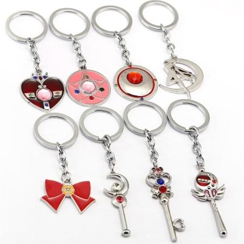 8 types Sailor Moon series metal keychain anime figure pendant sailormoon cosplay key chain keyring charm jewelry accessories