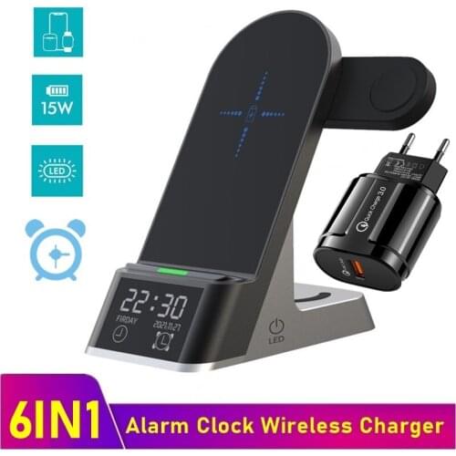 Tongdaytech 15W Qi Wireless Charger For Iphone XS 8 X 11 Pro Max Fast Charger Dock Station For Apple Earphone Watch 5 4 3 2 1