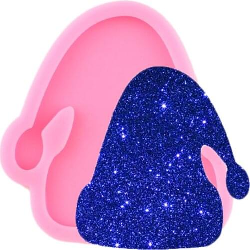 Shiny Glossy Christmas Hat Shape Molds Keychains Silicone Epoxy Resin Mold Necklace Jewellery Making Pendant Polymer Clay Mould
