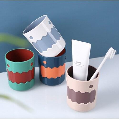 Cartoon Pattern Toothbrush Cup Environmental Friendly Plastic Big Mouth Couple Wash Tooth Mug Bathroom Supplies