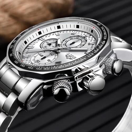 2020 LIGE New Mens Watches Top Luxury Brand Stainless Steel Quartz Watch Men Chronograph Waterproof Wrist Watch Man Date Clock