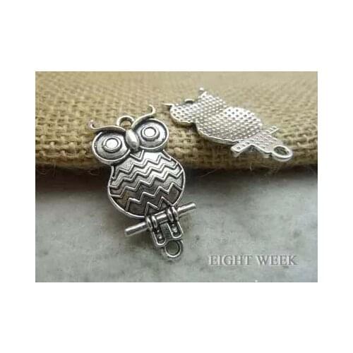 Zinc alloy pendant jewelry accessories diy handmade material charms ancient silver 17 * 33 mm owl