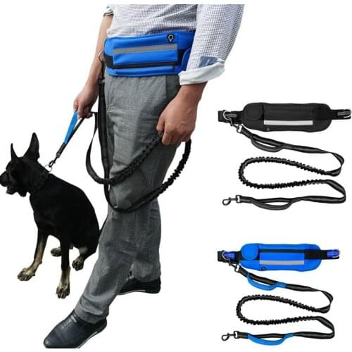 Hands Free Dog Running Leash Pet Dogs Leashes Adjustable Waist Bag Elasticity Leashes Puppy Medium Large Dog Traction Belt Rope