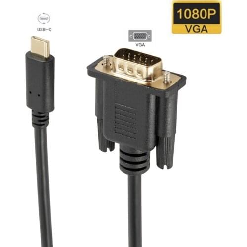 USB C To VGA Cable 1080P Type C To VGA Converter Adapter Cable For MacBook 12 Inch Laptop UHD External Video Projector 1.8m