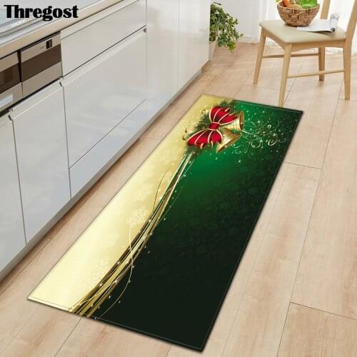 Thregost Home Welcome Rug Long Kitchen Rugs Merry Christmas Carpet Cartoon Printed Modern Washable Mats Microfiber Hall Carpets