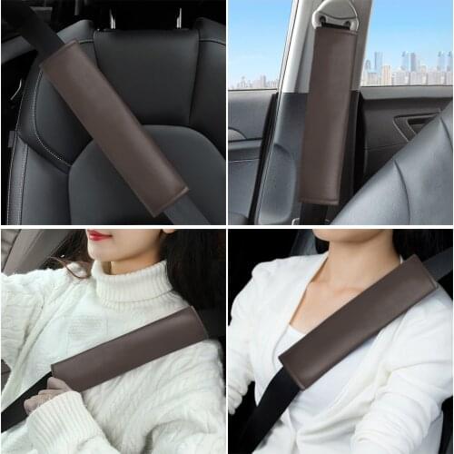 Universal Safety Belt Shoulder Cover 2pcs Leather Seat Belt Breathable Protection Cover Car accessories