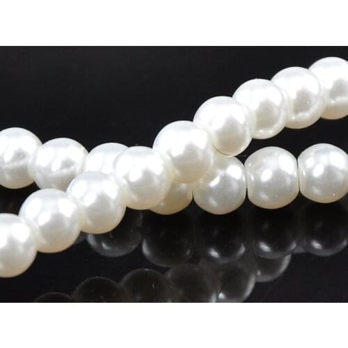 DoreenBeads White Glass imitation pearls Round Beads 6mm Dia. 82cm length, sold per lot of 5 Strands (B08874), yiwu