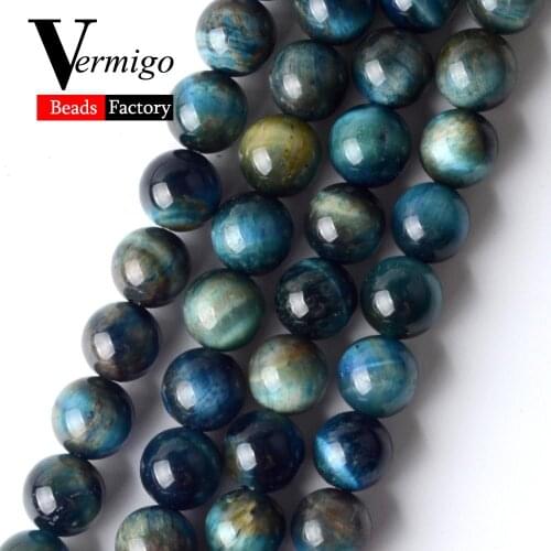 Natural Mineral Stone Blue Tiger Eye Round Beads For Jewelry Making 6/8/10mm Spacer Loose Beads For Bracelets 15‘’Strand
