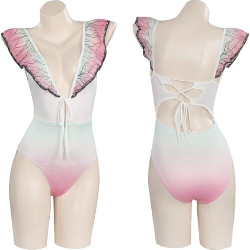 Haikyuu Swimsuit Kochou Shinobu Cosplay Costume Woman Bikini Beach Swimsuit Set One-Piece Swimwear Bathing Suit