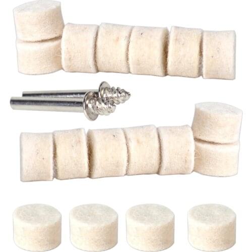 LETAOSK 100x 13mm Wool Felt Polishing Buffing Round Wheel Shank for Rotary Tool