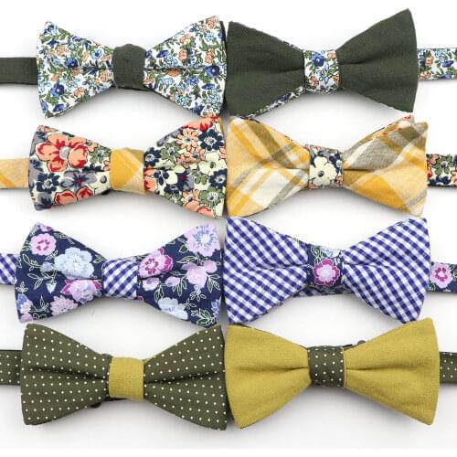 Mens Handmade Cotton Bowties Plain Self Tie Designer Flower Striped Bow Ties Cravat Two Colors Butterfly