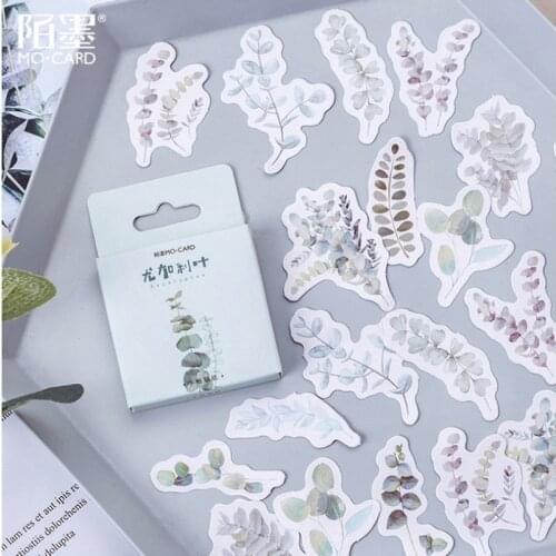 45pcs Small fresh plant boxed sticker eucalyptus leaf Stationery Stickers Paper School Stickers Decoration