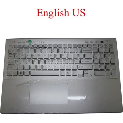 Laptop Palmrest US Keyboard For SONY For VAIO SVS15 149015811US 9Z.N6CBF.501 silver with Touchpad with backlit English new