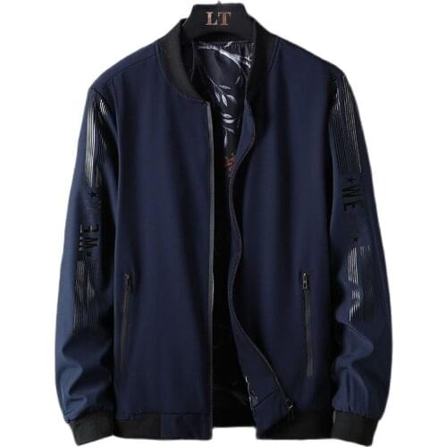 Autumn men korea style jackets Bomber jacket zipper geometry letter casual coat plus size 7XL 8XL 54 56 Baseball collar jacket