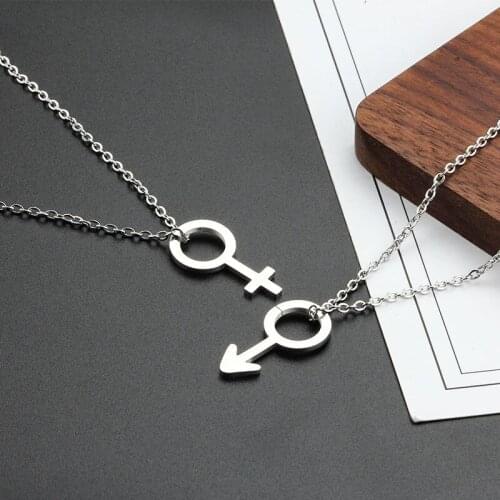 HUIET Stainless Steel Gender Symbol Pendant Necklaces Men Women Symbols Corss Chains Boy Gril Pendants Necklaces Trendy Jewelry