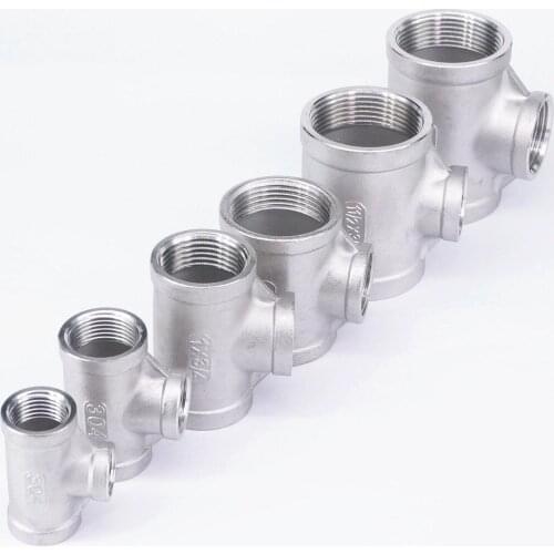 1-1/2" BSP To 2" BSP Female Thread 304 Stainless Reducing Tee 3 Way Connector Pipe Fitting water oil air