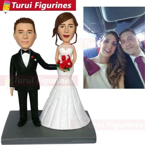 Custom wedding couple bobble head wedding cake topper bobblehead personalized figurines Ornaments Personalized home decorations