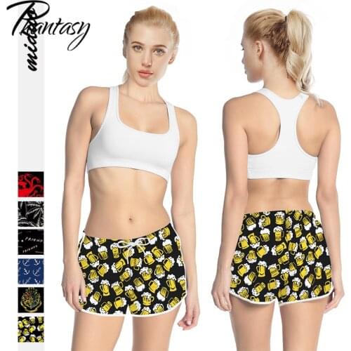 Phantasy Fashion Beer Letter Printed Short Pants Summer Travel Beach Pants Women Clothing Casual Loose Streetwear For Female