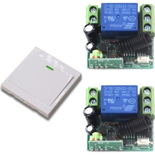 Latest Mini DC 12V 1CH Channel Wireless Remote Control Switch Wall Panel Remote Transmitter Sticky Remote +2 Receiver ON/OFF