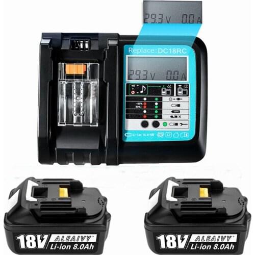 WIth LED Charger BL1860 Rechargeable Battery 18 V 8000mAh Lithium Ion for Makita 18v Battery 8Ah BL1840 BL1850 BL1830 BL1860