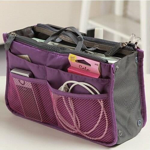 Colorful Organizer Insert Bag Women Travel Insert Organizer Handbag Purse Large liner Lady Makeup Cosmetic Bag Cheap Female Tote