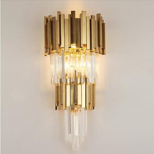 Lighting Post-Modern Crystal Wall Sconce Light Crystal Wall Luxury Creative Warm Hallway Bedroom Bedside Lamp
