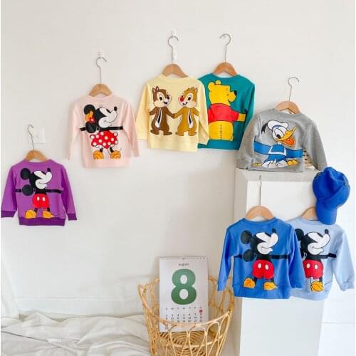 Disney Mickey Chip Dale Donald Duck Anime Hoodies Sweatshirts Cartoon Children Clothing Casual Warm Winter