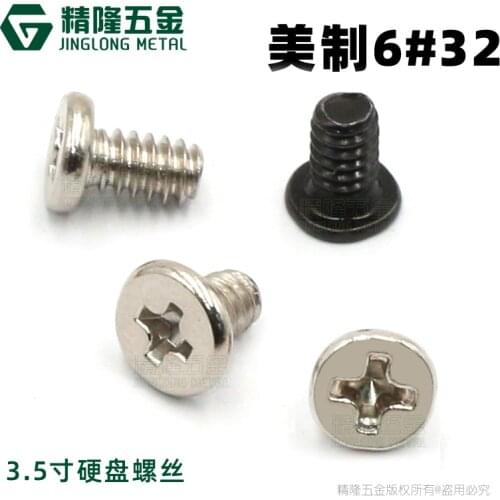 100pcs CM6#-32*3.5/5/6 Thin Flat Head Philips socket with Laptop Notebook Computer case hard disk Screw Machine Screw