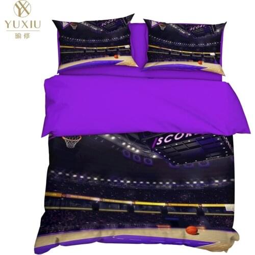 YuXiu 3D Basketball Football Field Bedding Sets 3Pcs Duvet Cover Set Bed Linens Covers Pillowcase King Queen Full Home Texitle