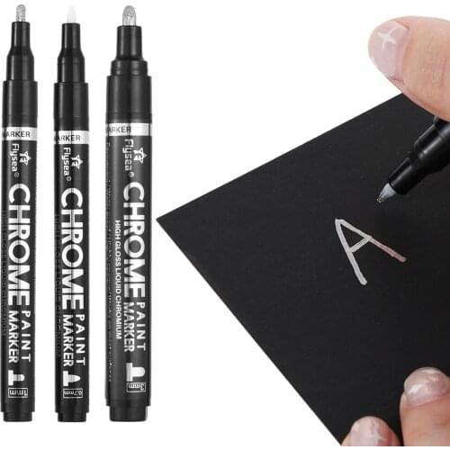 0.7/1.0 /3.0mm Silver Art Liquid Mirror Chrome Marker DIY Metallic Effect Graffiti Sign Pen Writing Tools Office School Supplies