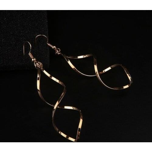 1 Pair Fashion Metal Tassel Earrings For Women Trendy Geometric Shapes Hollow Leaves Dangle Long Earring Romantic Simple Jewelry
