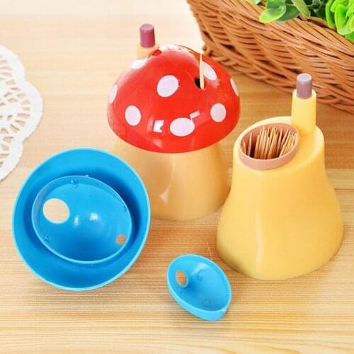 1PCS Lovely Cute Fashion Cartoon Mushroom Shape Automatic Toothpicks Storage Box Toothpick Bottle Holders