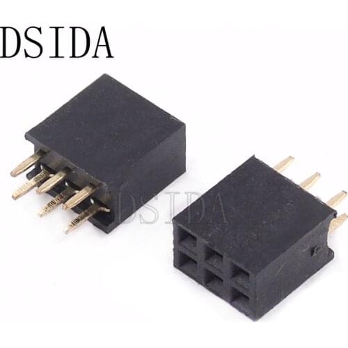 10PCS/Lot Female Pin Header Strip 3 Pin Pitch 2.54 mm Double Row Female Pin Header 2x3 2*3 PCB Connector