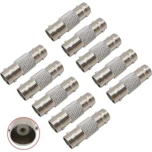 10Pieces BNC Type Connector BNC Female to BNC Female Jack Inline Coupler Coax Extender for CCTV Camera Security Video System