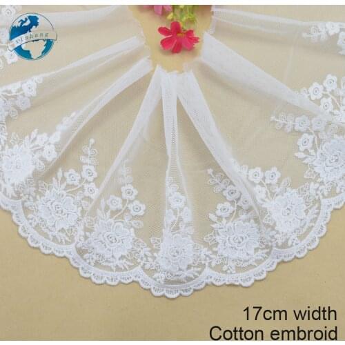 17cm width embroid sewing ribbon guipure lace trim or fabric diy craft supply wedding Accessories free shipping#2642