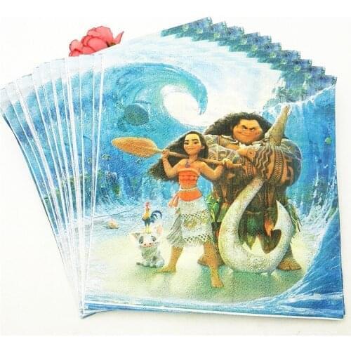 20pc Happy Birthday Birthday Moana Party Decoration Cute Cartoon Moana Party Supplies Paper Napkin And Festival Event For Kid