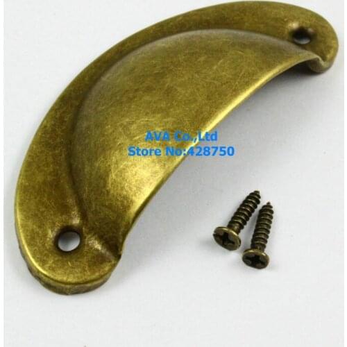 20 Yellow Antique Brass Furniture Handle Cabinet Knob Drawer Shell Pull 82x35mm
