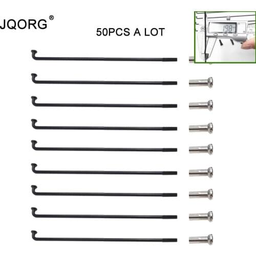 50 PCS A Lot J-bend Bicycle Spokes Material 304 Stainless Steel Diameter 2.0mm Bike Spokes Black Color Round Body MTB Wheel Pin