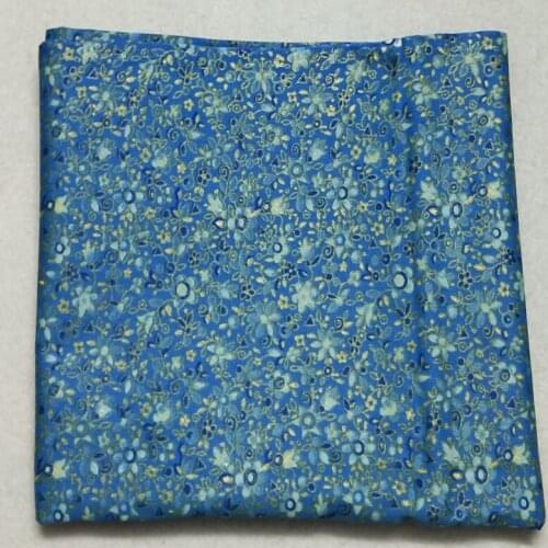 50x160cm Gold Stamping Blue Mixed Green All Over Small Flowers Printed 100% Cotton Fabric for quilting bedding cloth home Decor