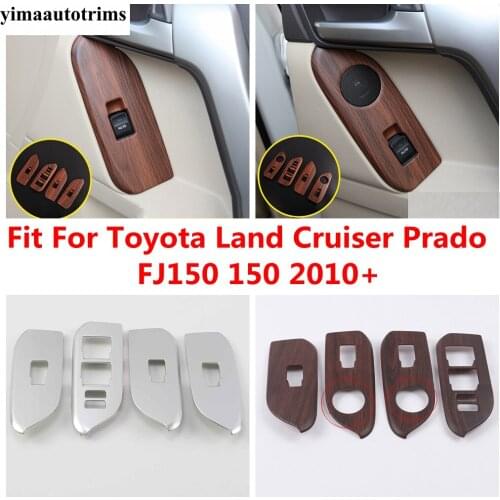 Wood Grain / Carbon Fiber ABS Accessories Window Lift Button Frame Cover Trim For Toyota Land Cruiser Prado FJ150 150 2010 -2020