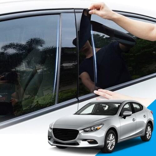 Car Styling PVC Car Window Pillar Trim Sticker Middle BC Column Sticker External Accessories For Mazda 3 Axela BM BP 2013-2020