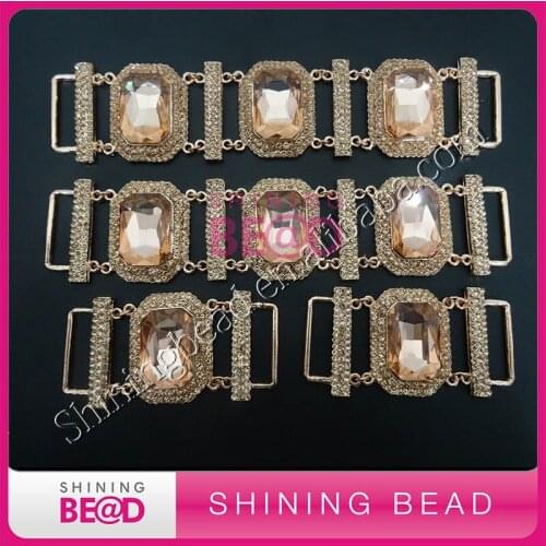 FREE SHIPPING!Competitive Price Glass Bead Rhinestone Bikini Connector,Rose Gold plating Connector,20 pc 8x4cm and 20 pcs 18x4cm