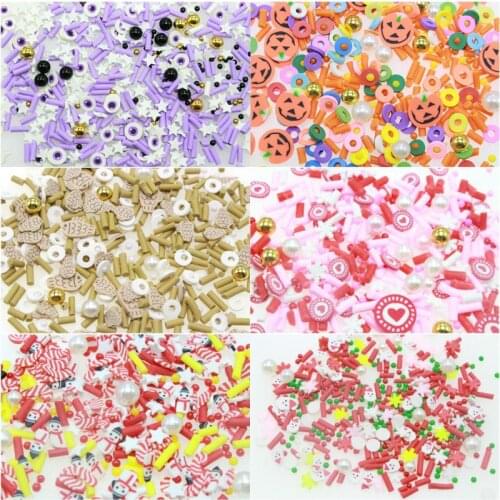 20g Polymer Clay Pearl Beads Mixed DIY Craft Resin Jewelry Stuff Avocado Slice Christmas Halloween Nail Art Decor