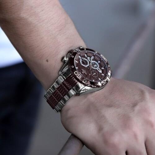 NAVIFORCE Casual Male Quartz Chronograph Wristwatch Casual Sports With 3 Functional Small Dials Waterproof Stainless Steel Watch