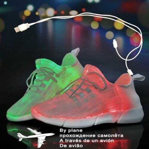 Size 27-46 Kids Led USB Recharge Glowing Shoes Childrens Hook Loop Shoes Childrens Glowing Sneakers Kids Led Luminous Shoes