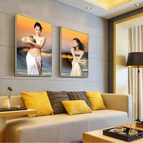 Hold Tao Female Poster Prints Modern Character Oil Canvas Painting for Living Room Wall Art Decorative Picture Home Decor